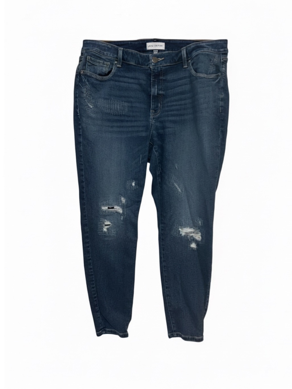 Lane Bryant Dark Blue Distressed Skinny Jeans • Like New • 20.5"W, 27.5" inseam - Picture 2 of 4